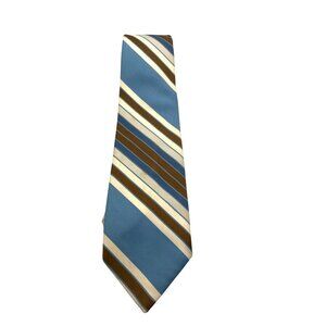 Wembley Vintage Striped Tie In Blue & Brown Polyester 6d